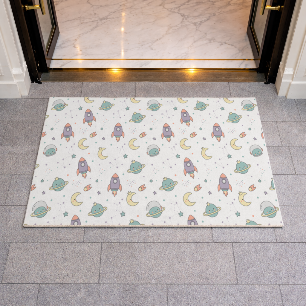 Cute Space Rocket Pattern Doormat
