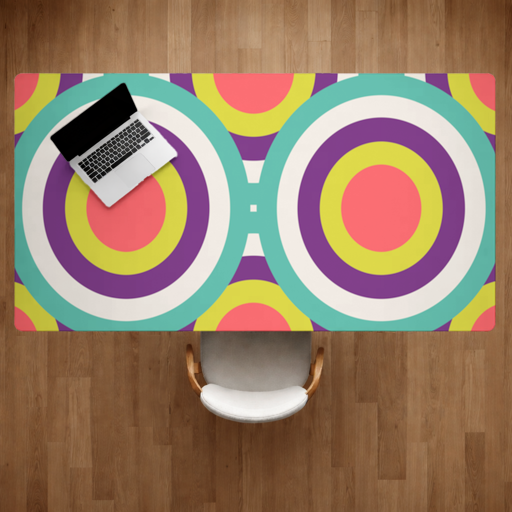 Colorful Geometric Circle Pattern Desk Pad