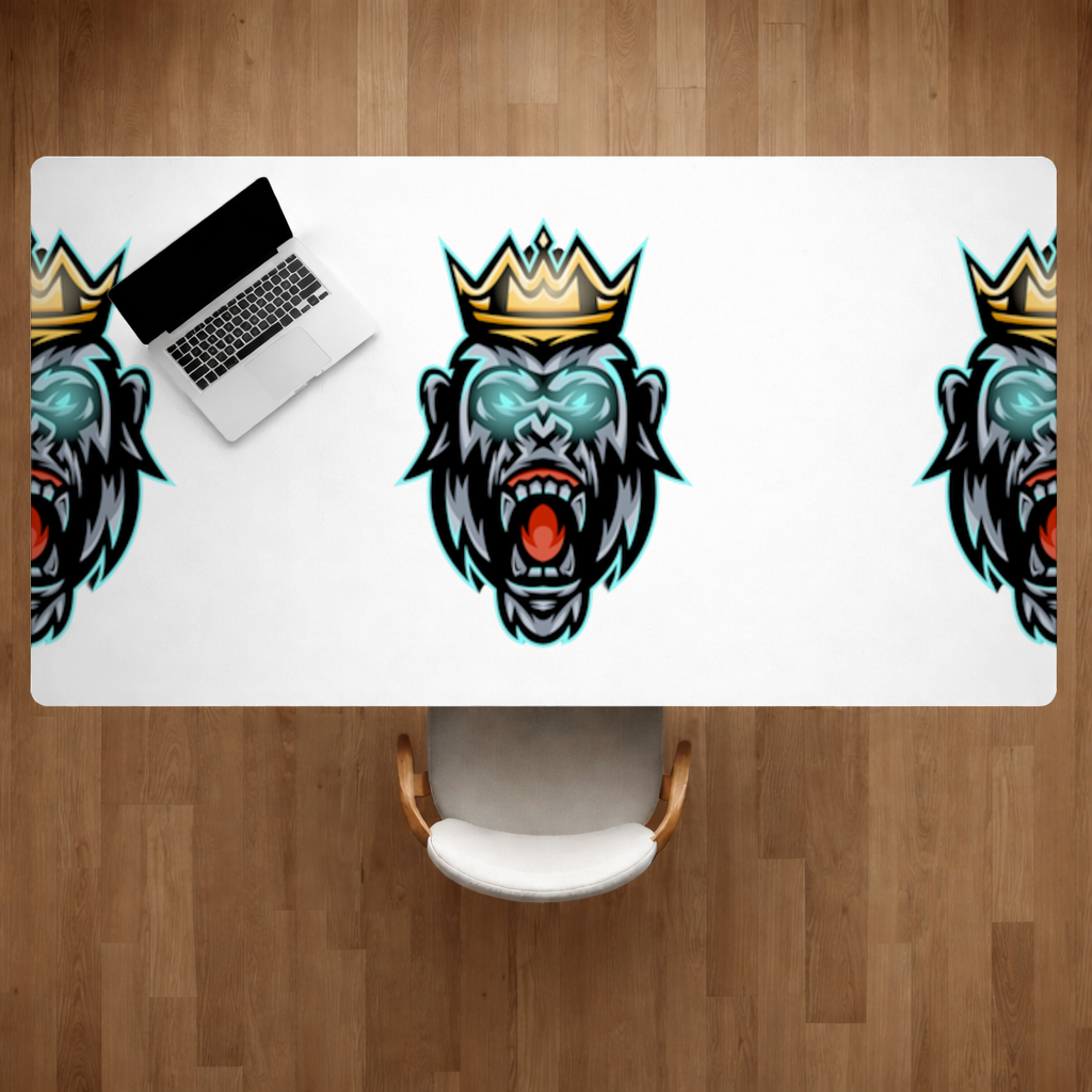 Angry Gorilla King with Crown Graphic - Neon Mascot Design Desk Pad
