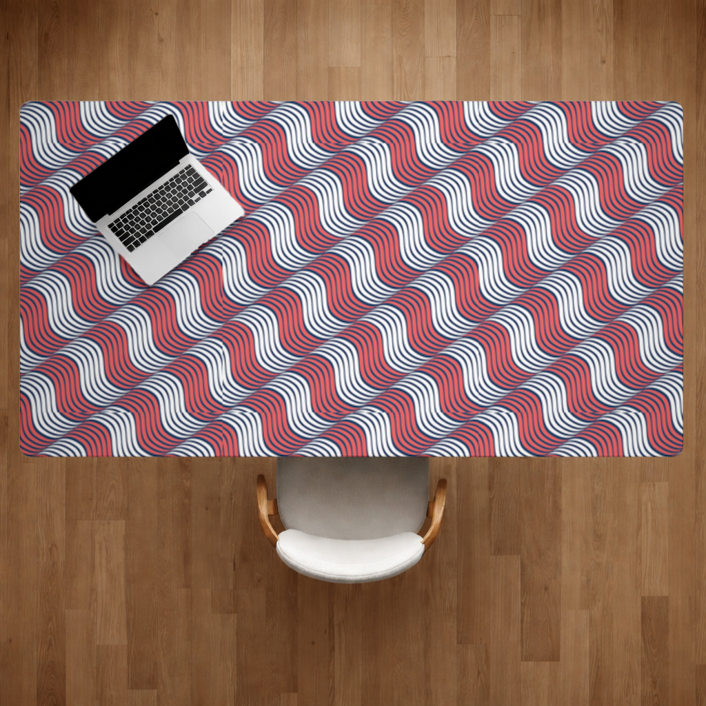 Red and Navy Wavy Line Pattern 