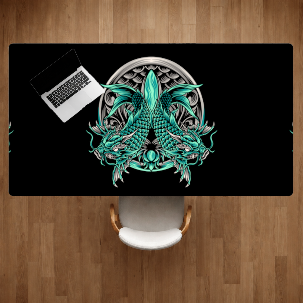 Turquoise Twin Dragon Emblem Design 