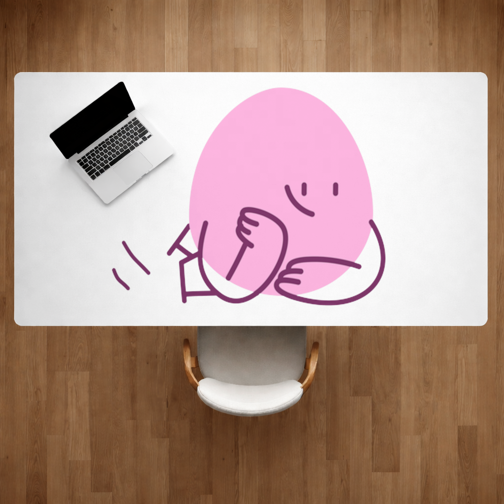 Cute Pink Lying Character Illustration Desk Pad