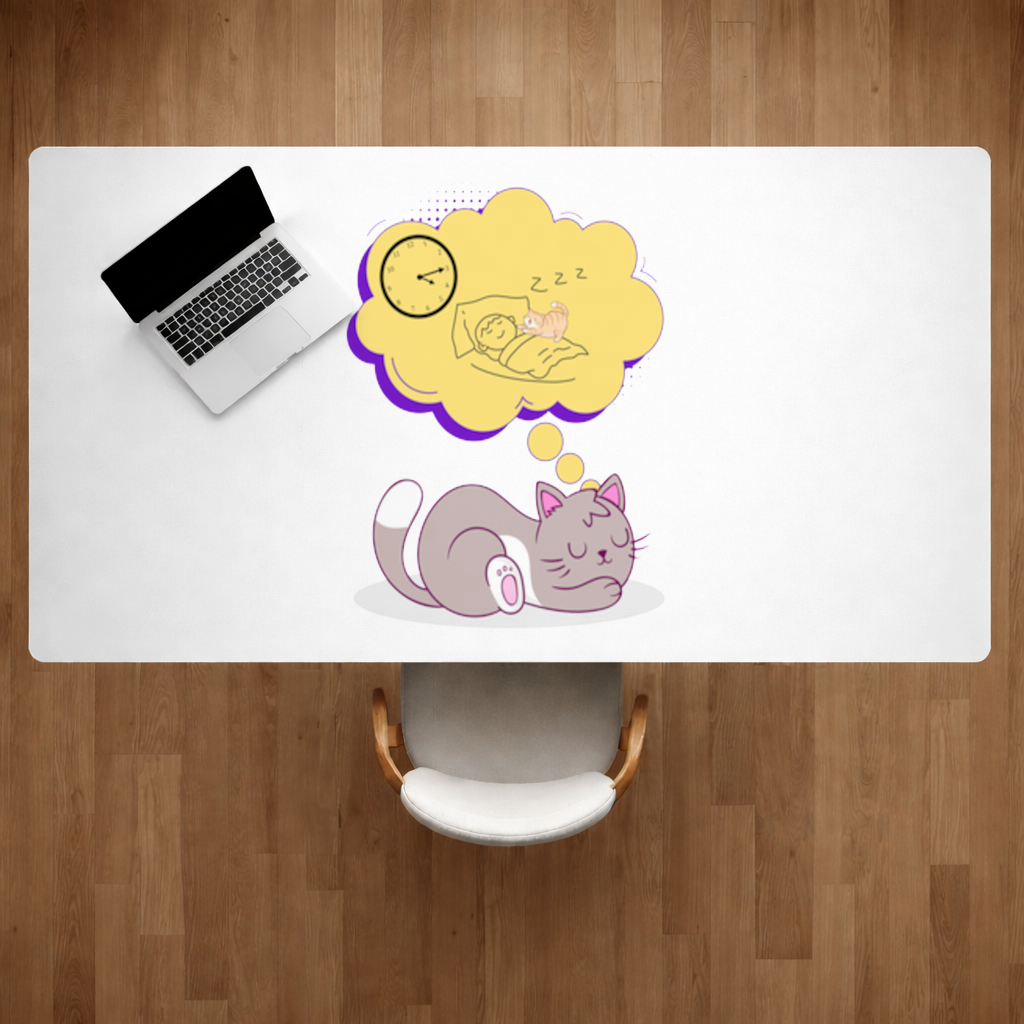 Cat Planning a 4 AM Zoomies Illustration Desk Pad