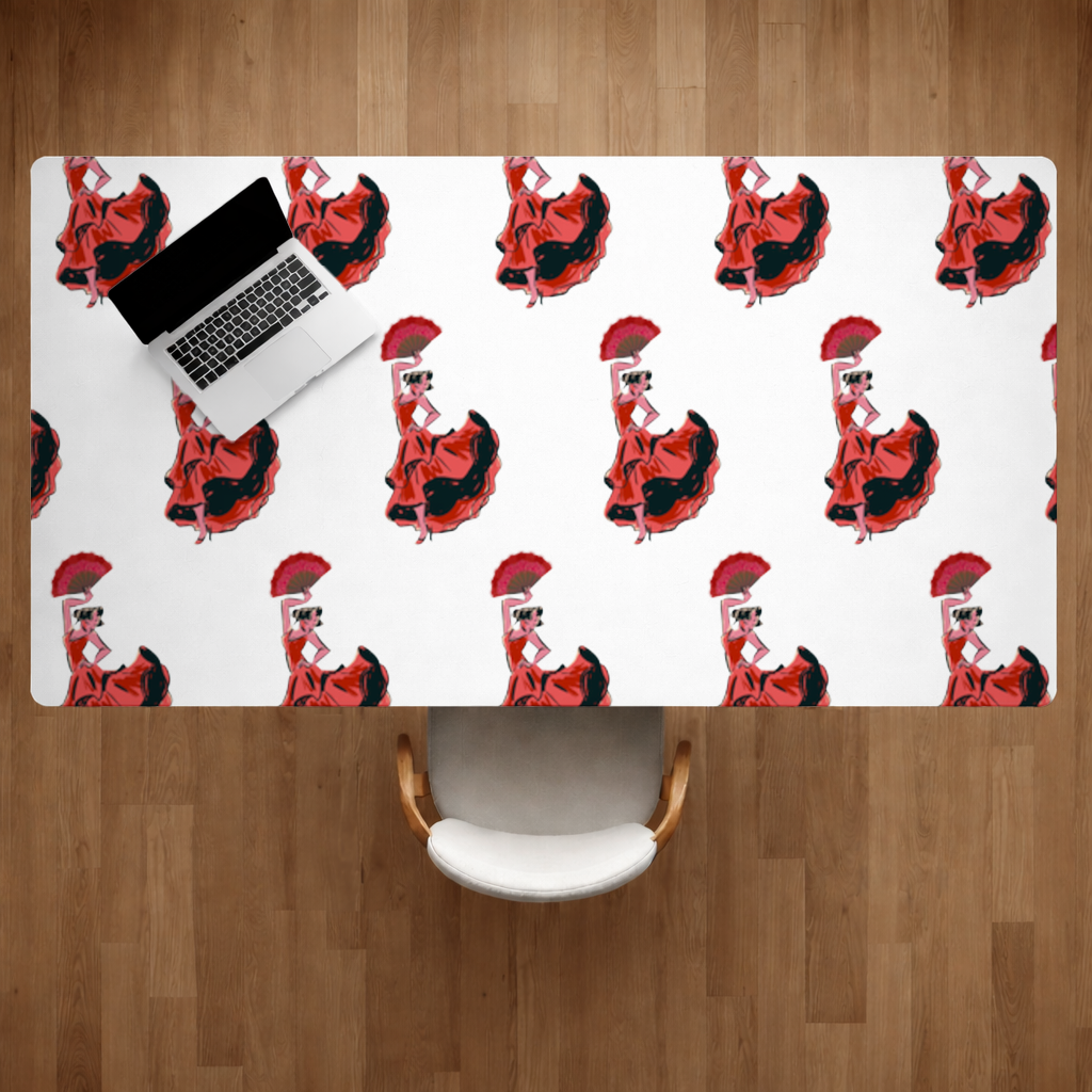 Flamenco Dancer with Fan Illustration Desk Pad