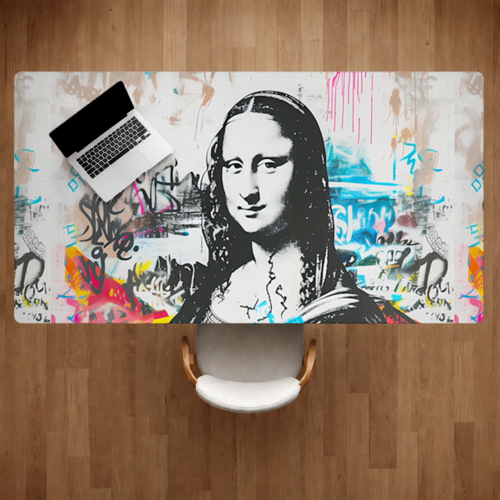Graffiti Tarzı Modern Mona Lisa İllüstrasyonu Masa Matı