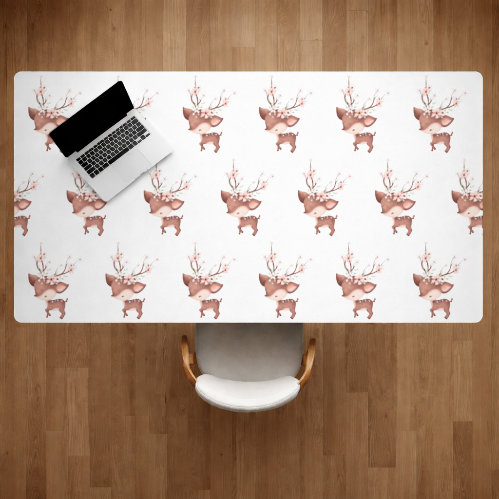 Cute Baby Deer with Floral Antlers Desk Pad