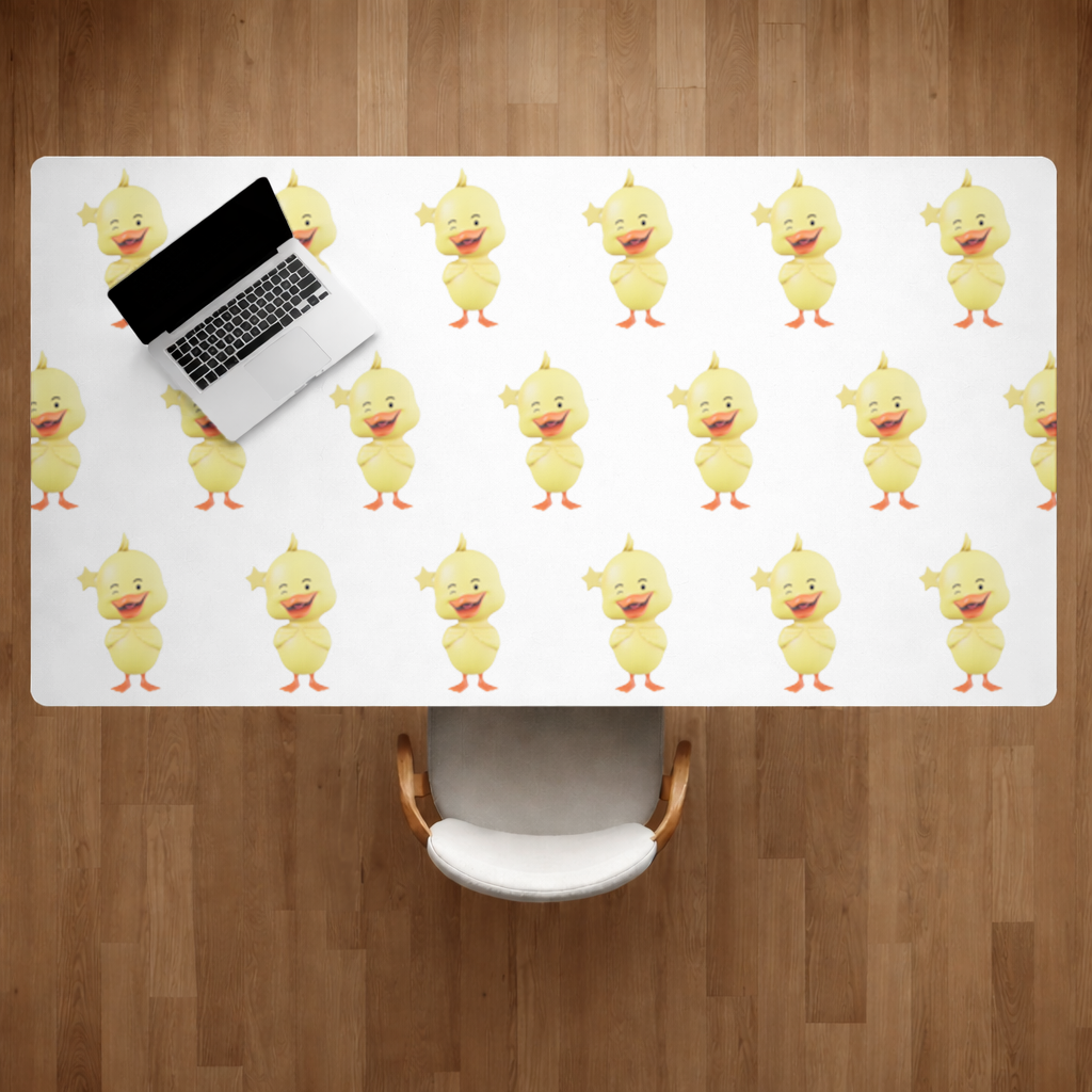 Cheerful Winking Yellow Duck with Star Desk Pad