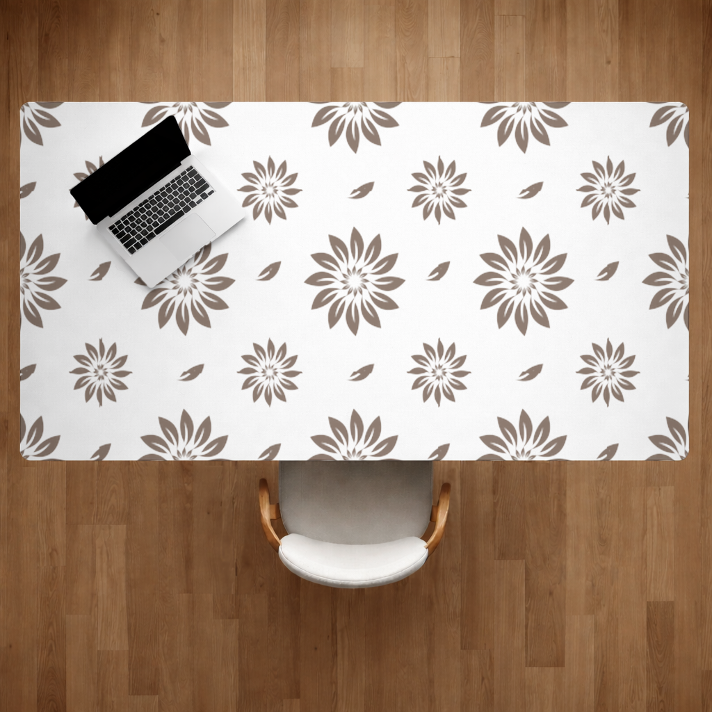Minimalist Modern Brown Floral Pattern Desk Pad