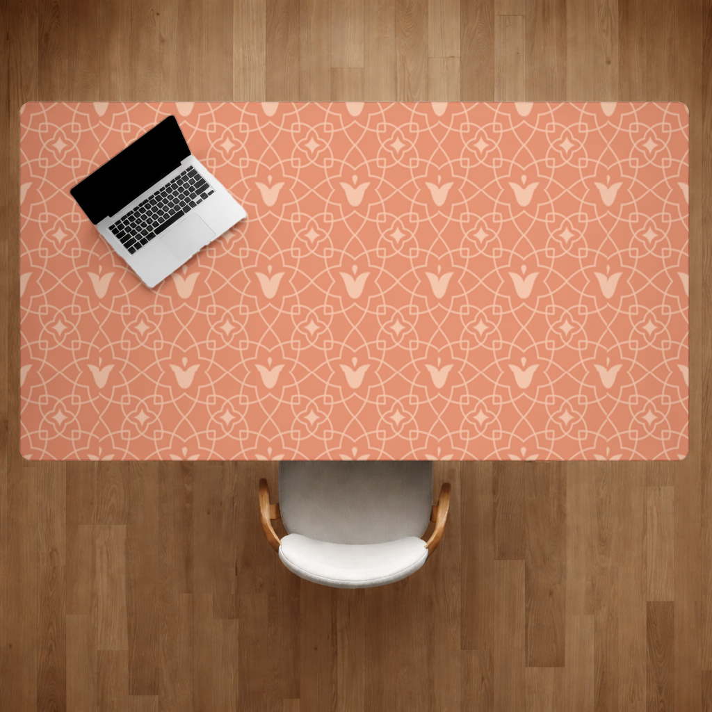 Modern Geometric Linear Terracotta Pattern Desk Pad