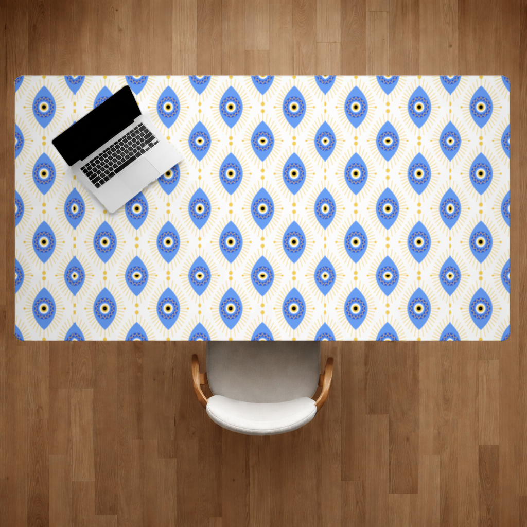 Modern Evil Eye Pattern with Sunburst Rays Desk Pad