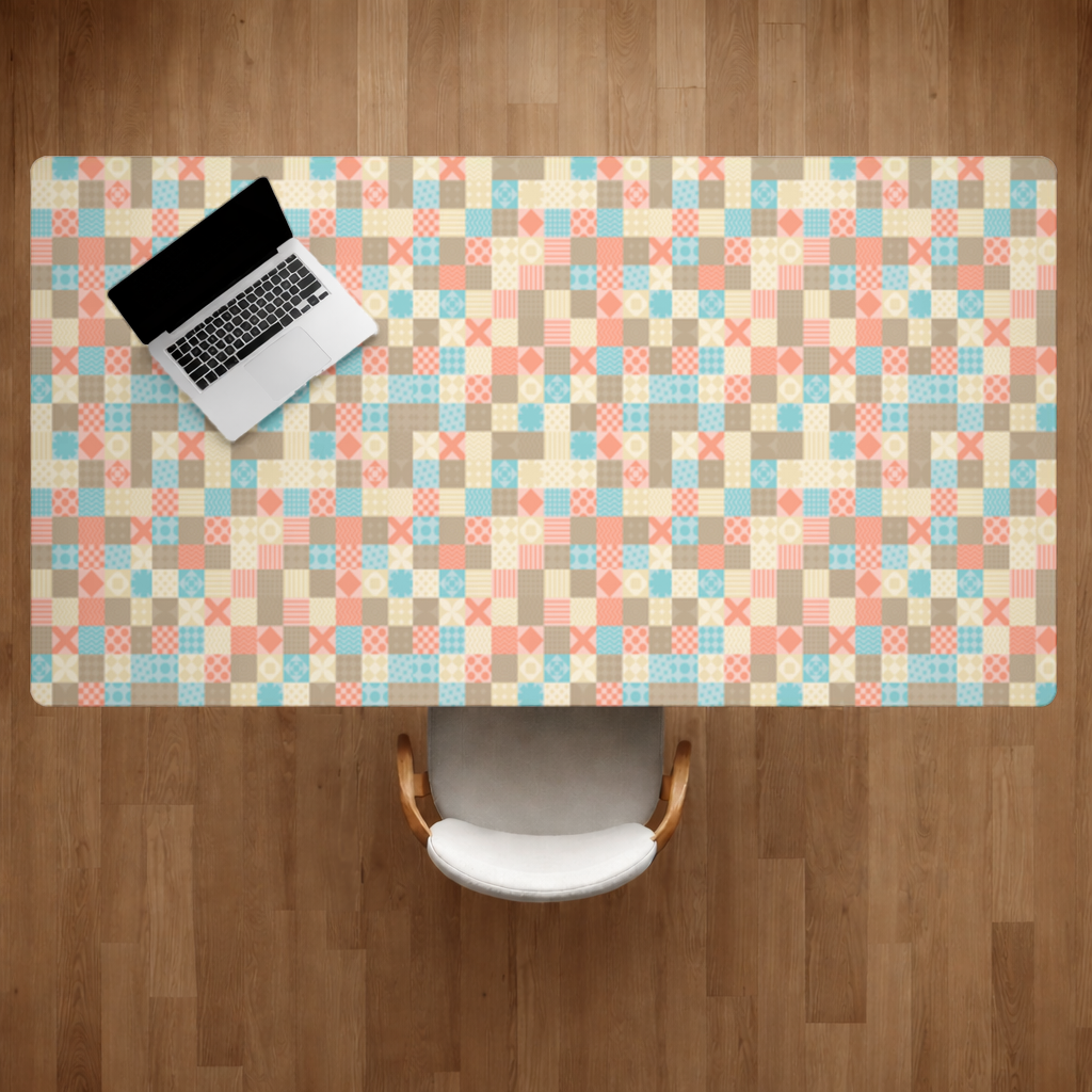 Colorful Modern Geometric Square Pattern Desk Pad