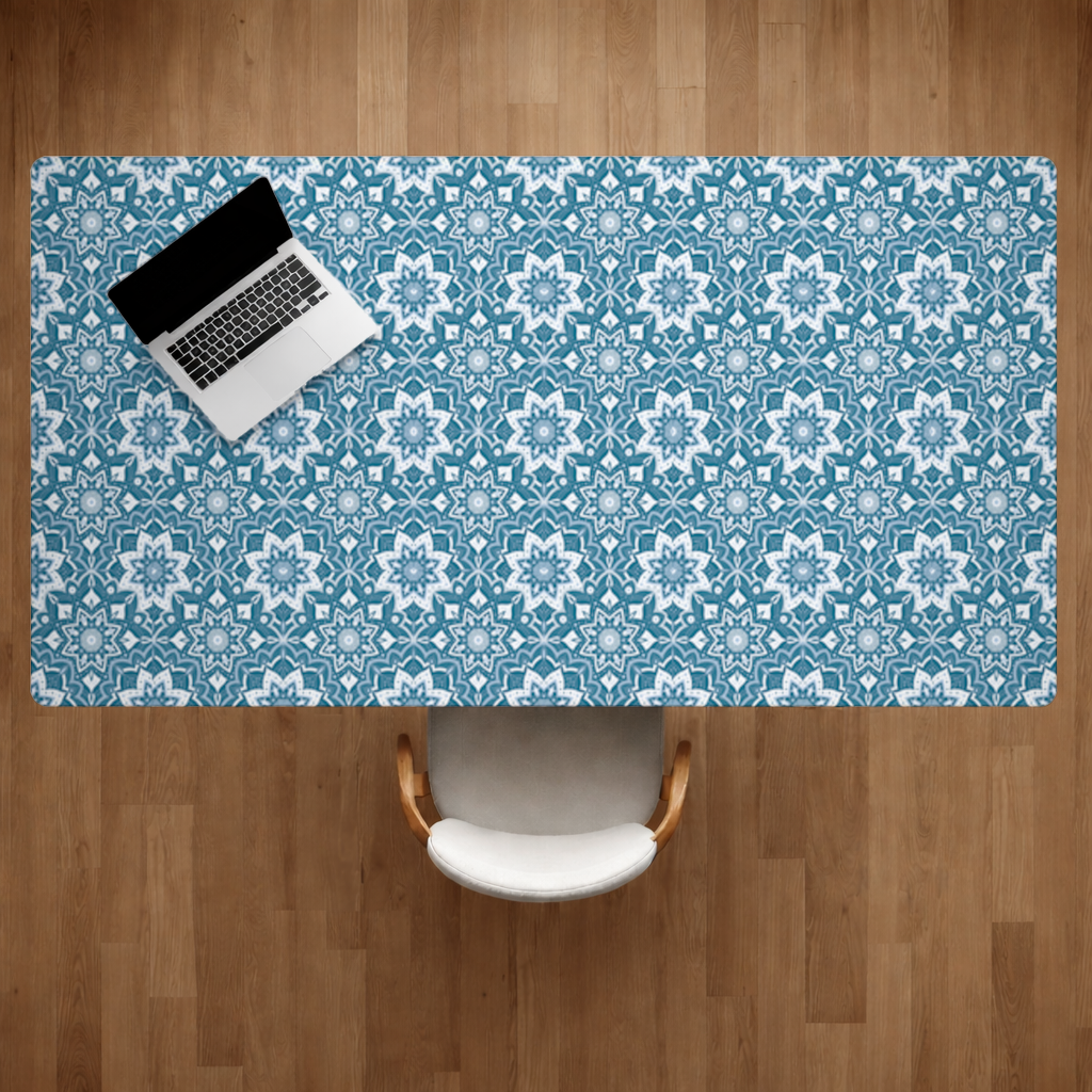 Elegant Blue Mandala Pattern Desk Pad