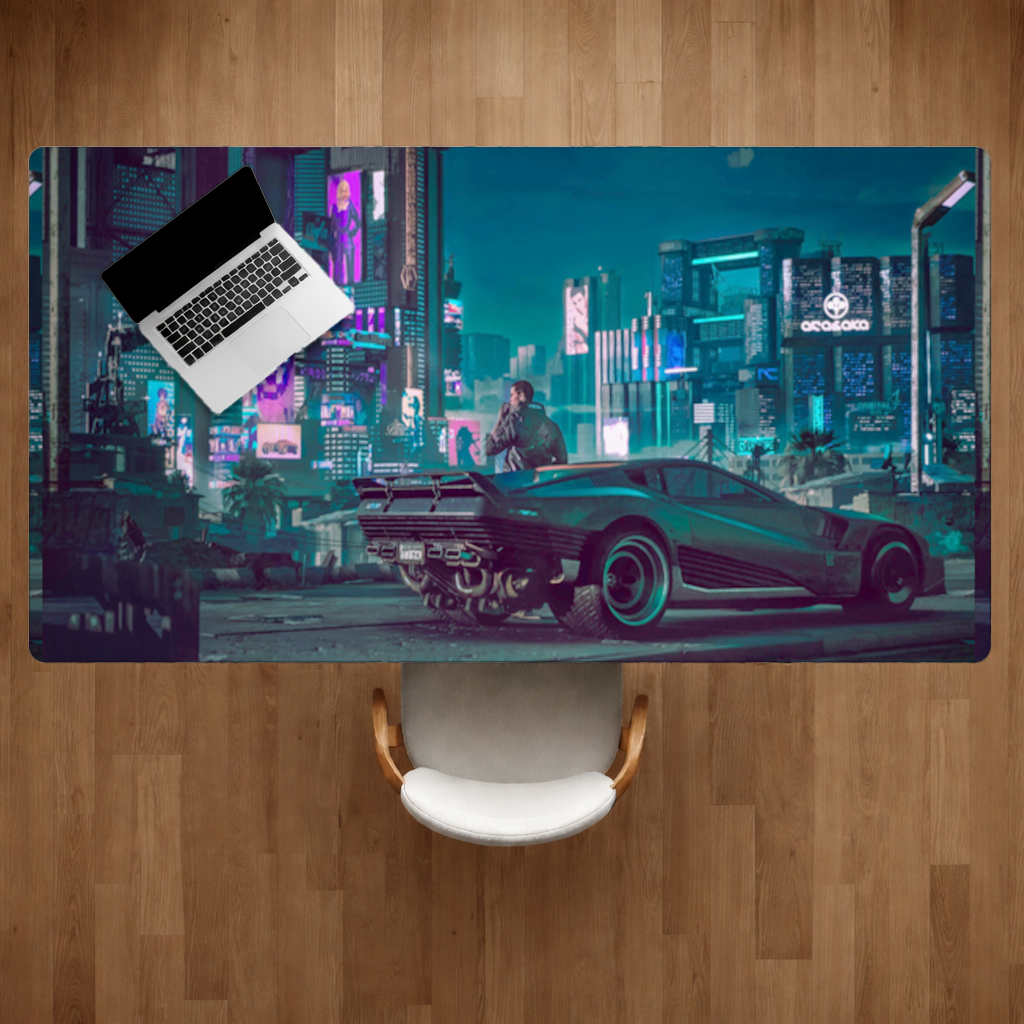 Cyberpunk Themed Customizable Gaming Design Product Desk Pad