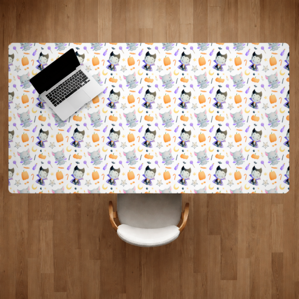 Cute Vampire and Bat Halloween Seamless Pattern Desk Pad
