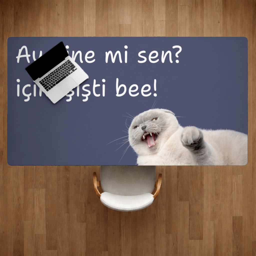 Relatable Grumpy Cat with Sarcastic Line Desk Pad