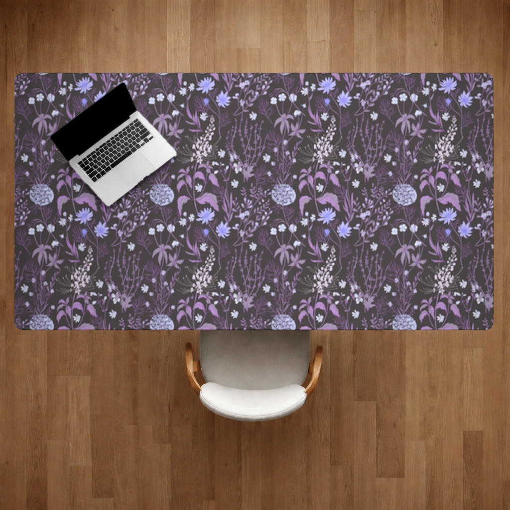 Purple Gothic Botanical Desk Pad