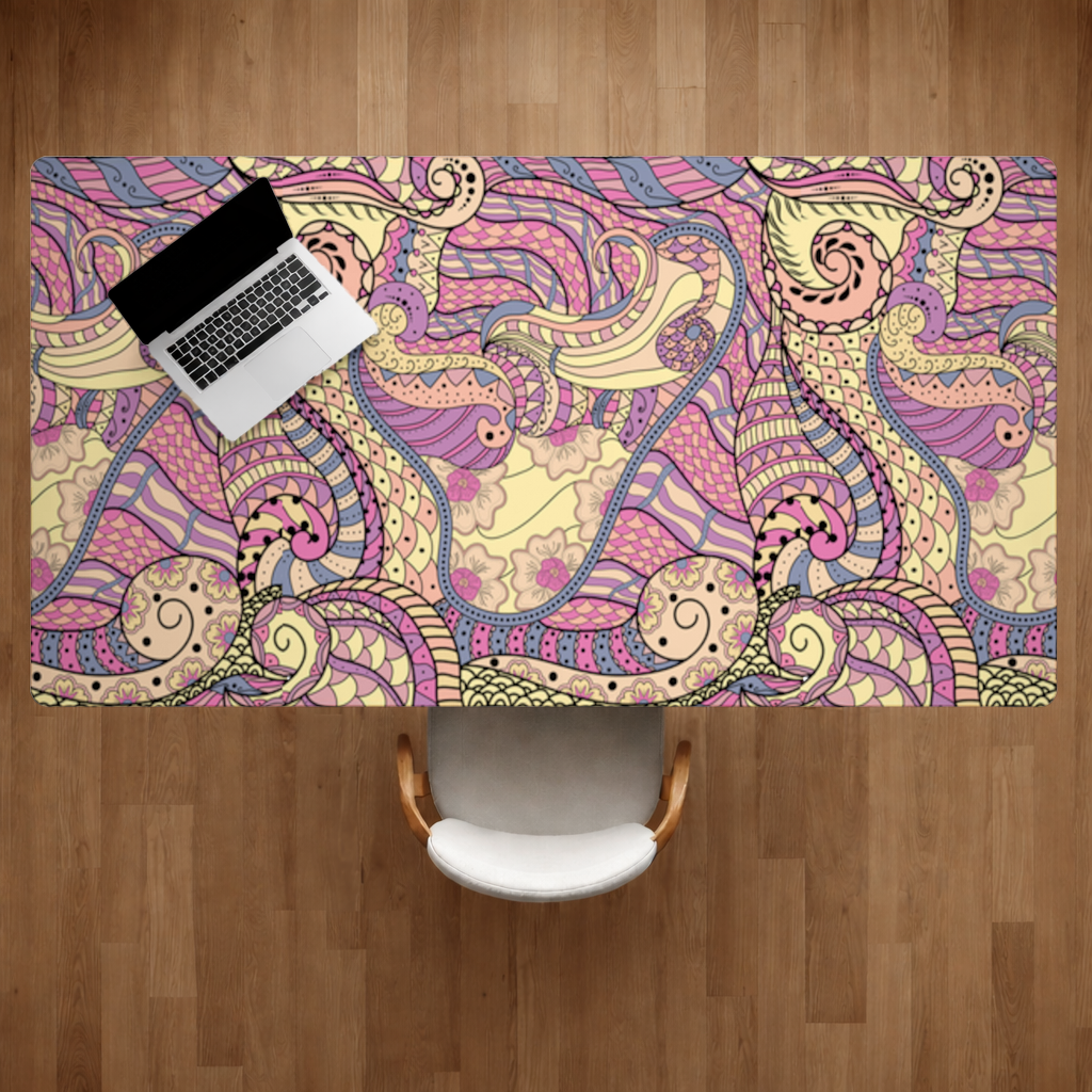 Psychedelic Zentangle Floral Desk Pad