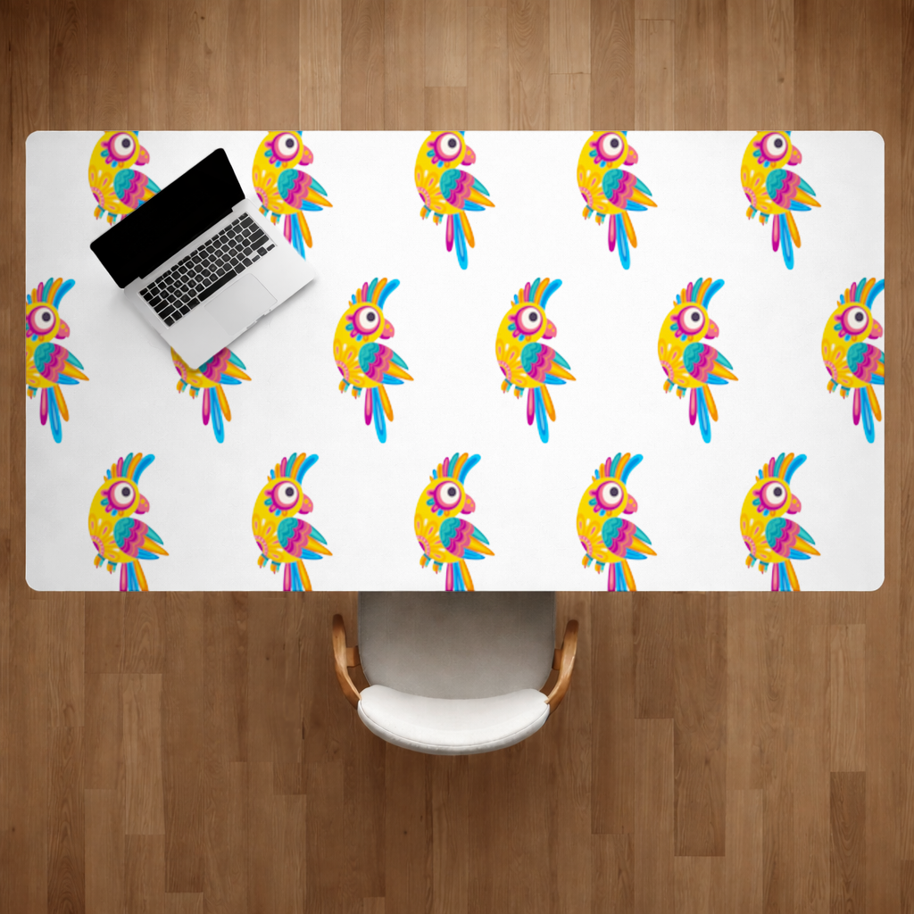 Vibrant Tropical Parrot Folk Desk Pad