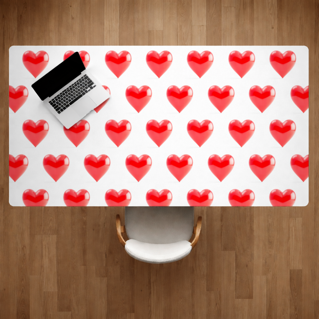 Glossy Red 3D Heart Desk Pad