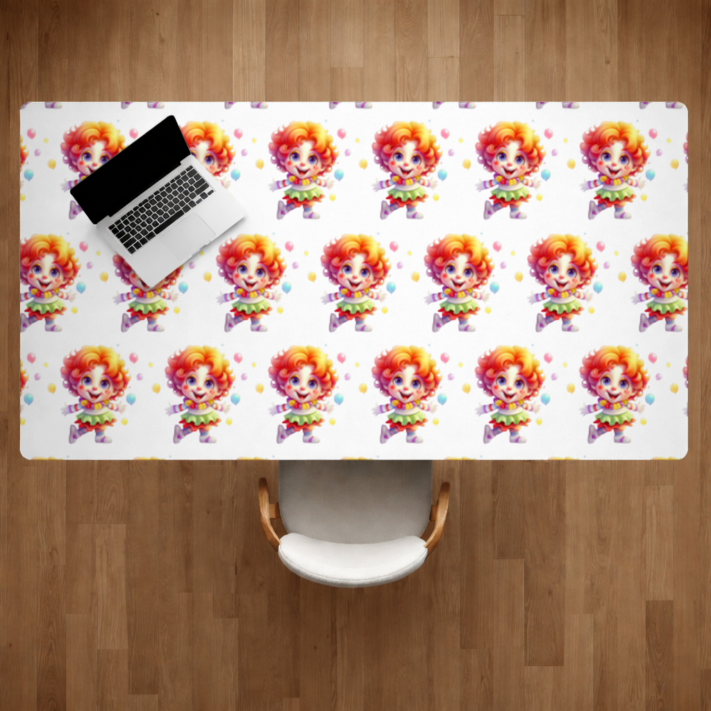 Cute Rainbow Hair Happy Clown Desk Pad