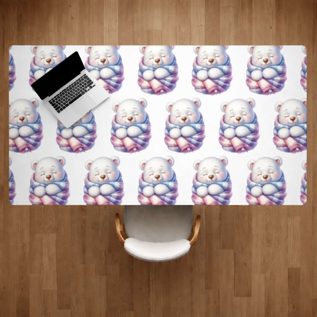 Cozy Sleepy Polar Bear Cub Desk Pad