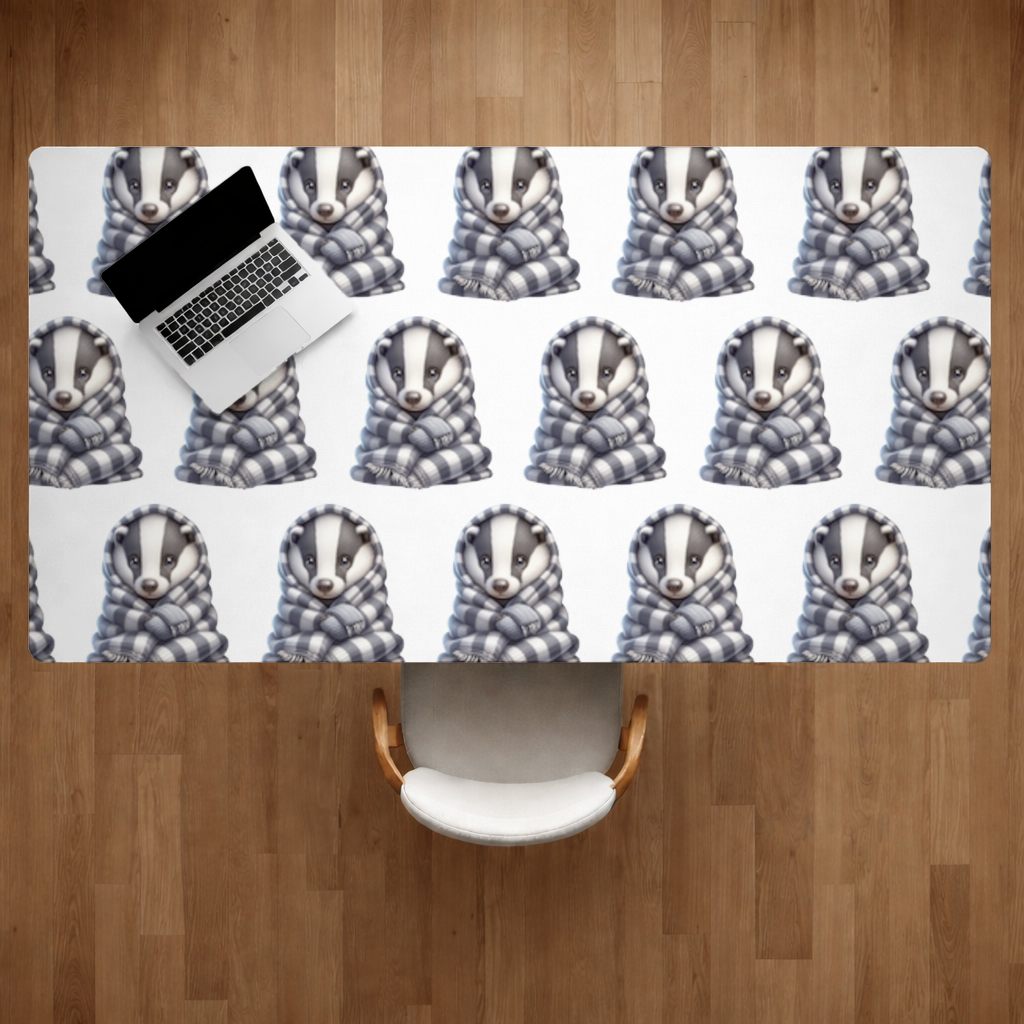 Cozy Baby Badger Wrapped in Blanket Desk Pad