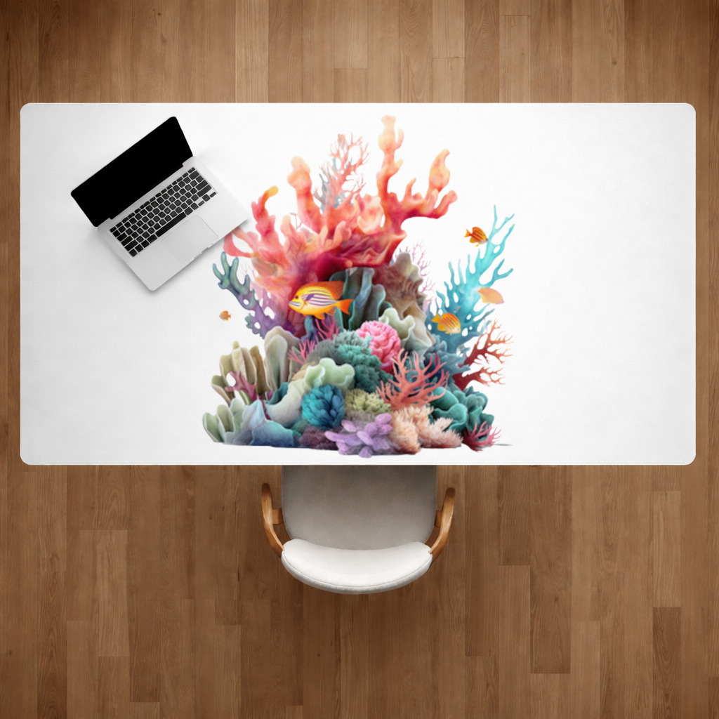 Vibrant Coral Reef and Tropical Fish Desk Pad