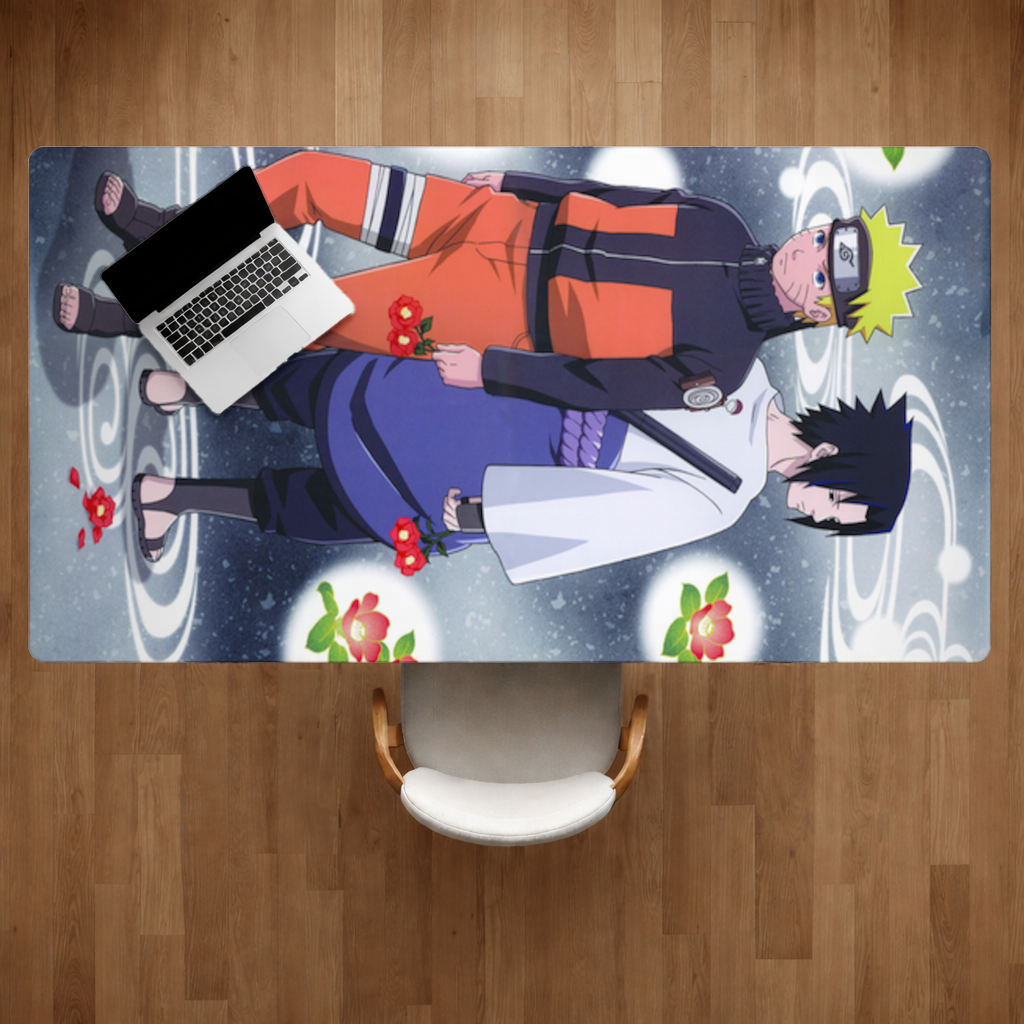 Two Rival Warriors with Red Camellias Desk Pad