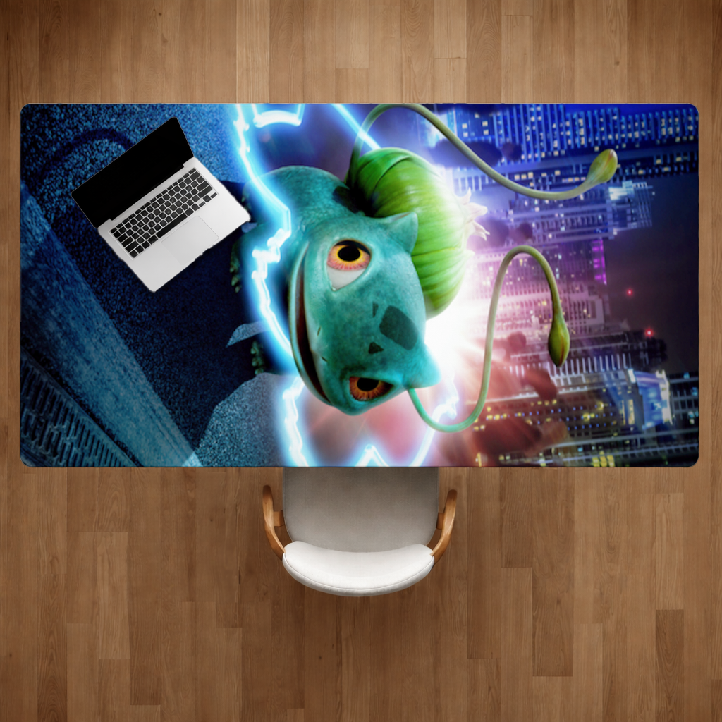 Glowing Neon Creature in Night City Desk Pad