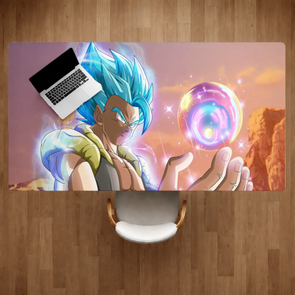 Blue Haired Warrior with Energy Orb Desk Pad