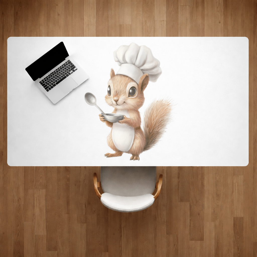 Whimsical Little Chef Squirrel Desk Pad