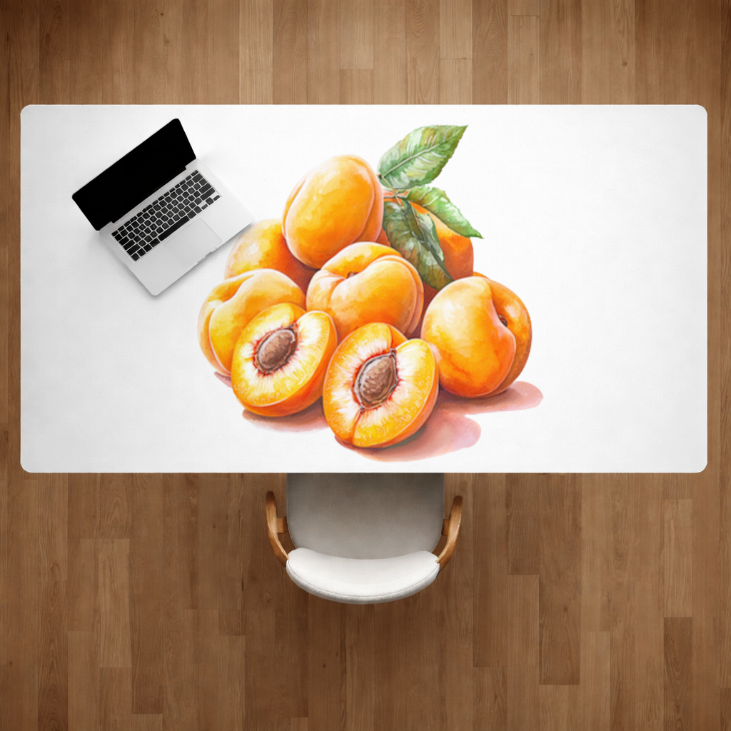 Watercolor Apricot and Leaves Desk Pad