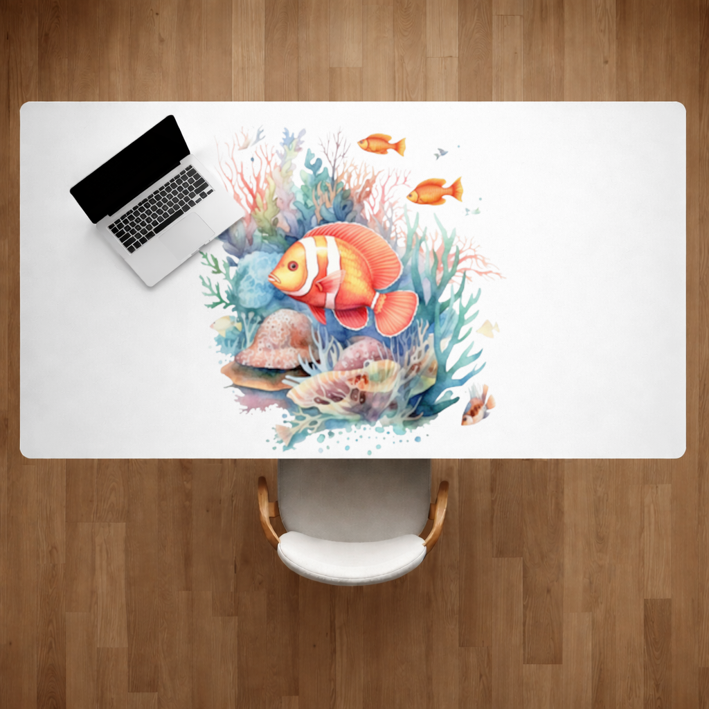 Renkli Mercan Resifi ve Turuncu Balıklar Masa Matı