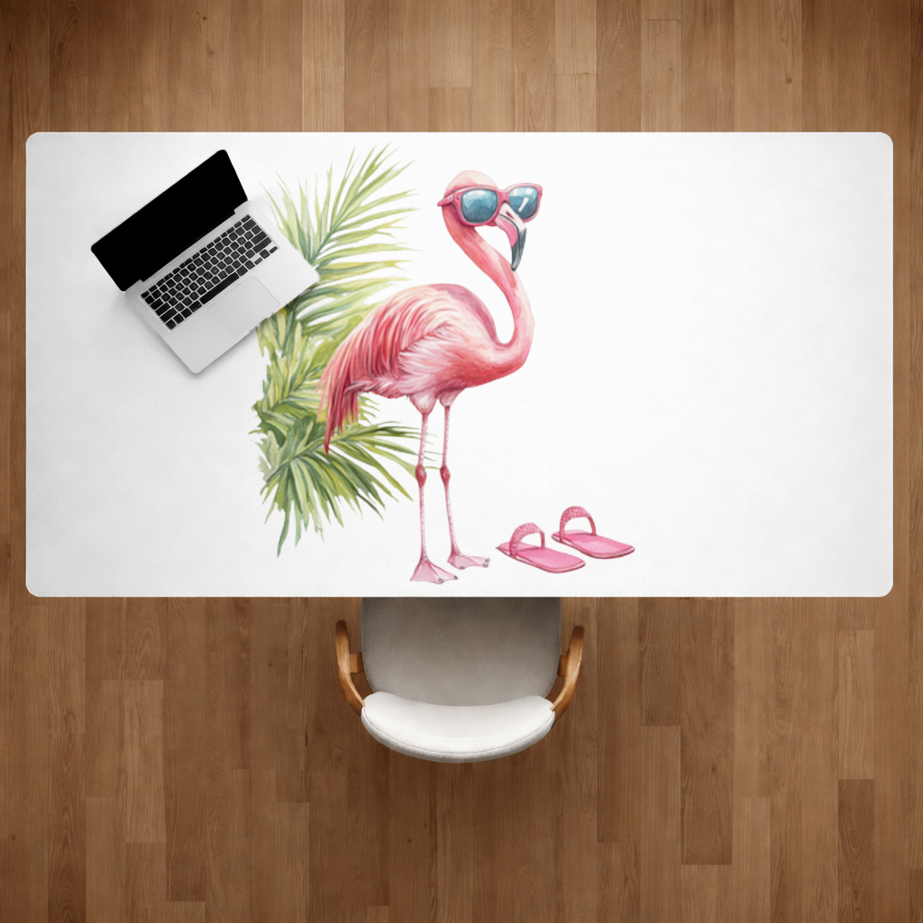 Pink Flamingo with Sunglasses Desk Pad