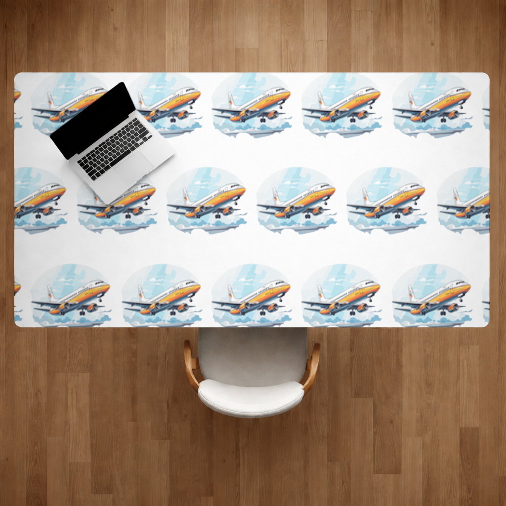 Retro Orange Commercial Airplane Desk Pad