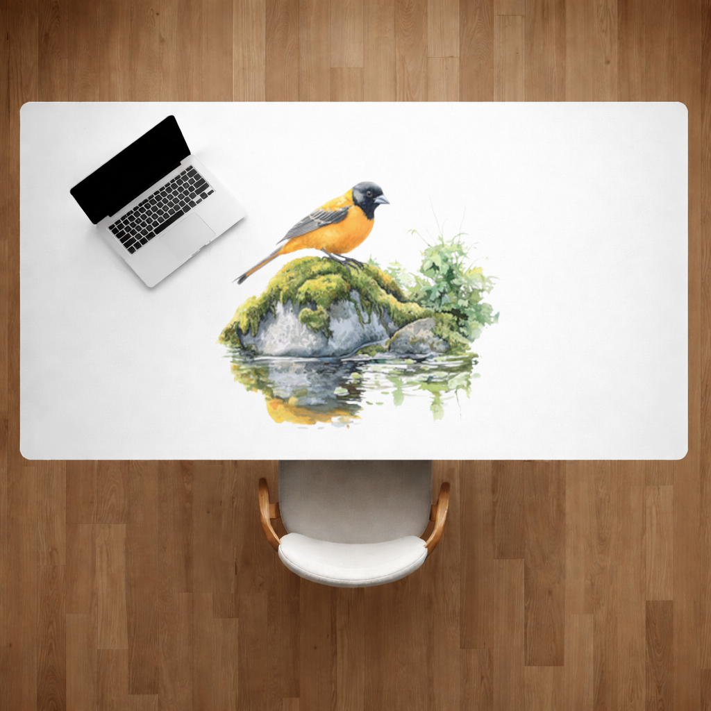 Orange Baltimore Oriole Bird Desk Pad