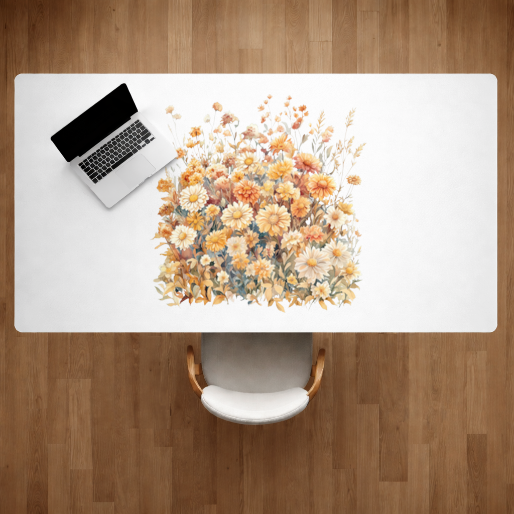 Watercolor Orange Wildflowers Desk Pad