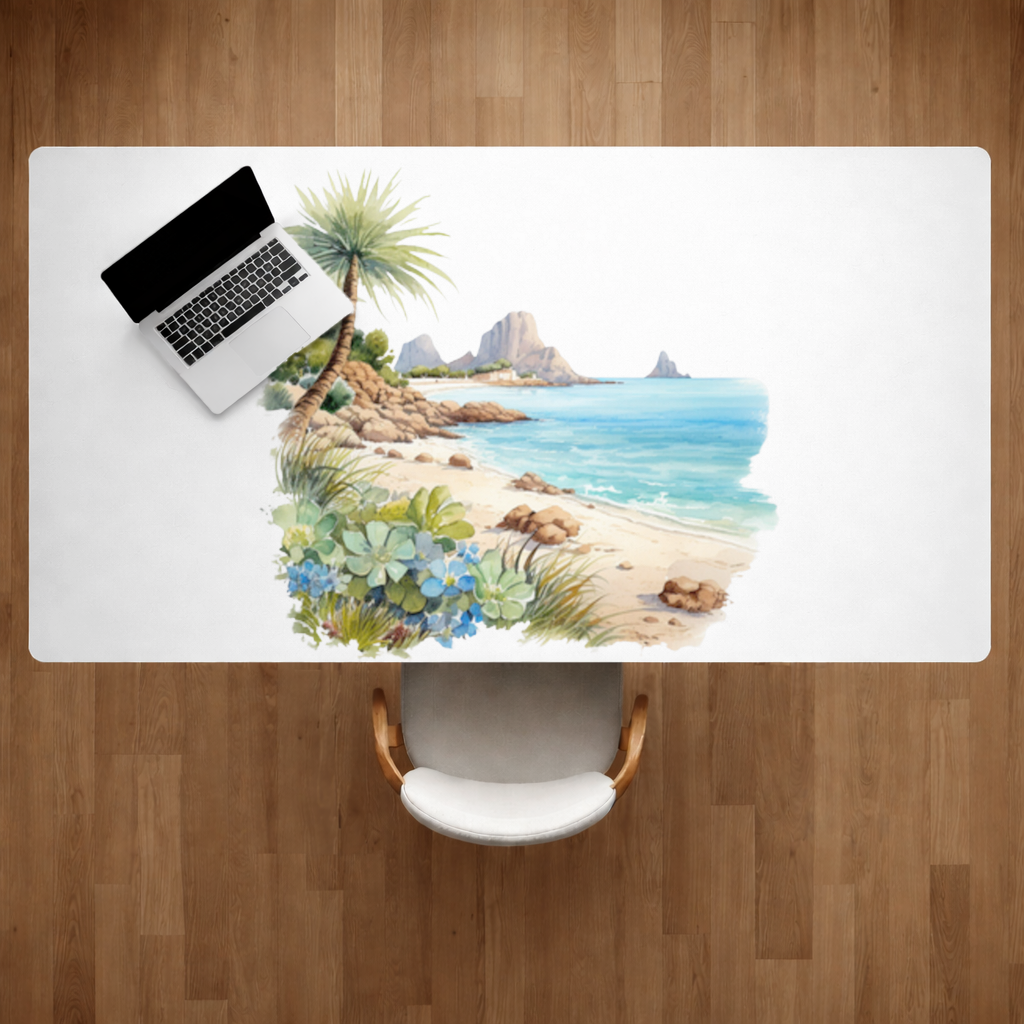 Tropical Palm Tree and Turquoise Sea Desk Pad