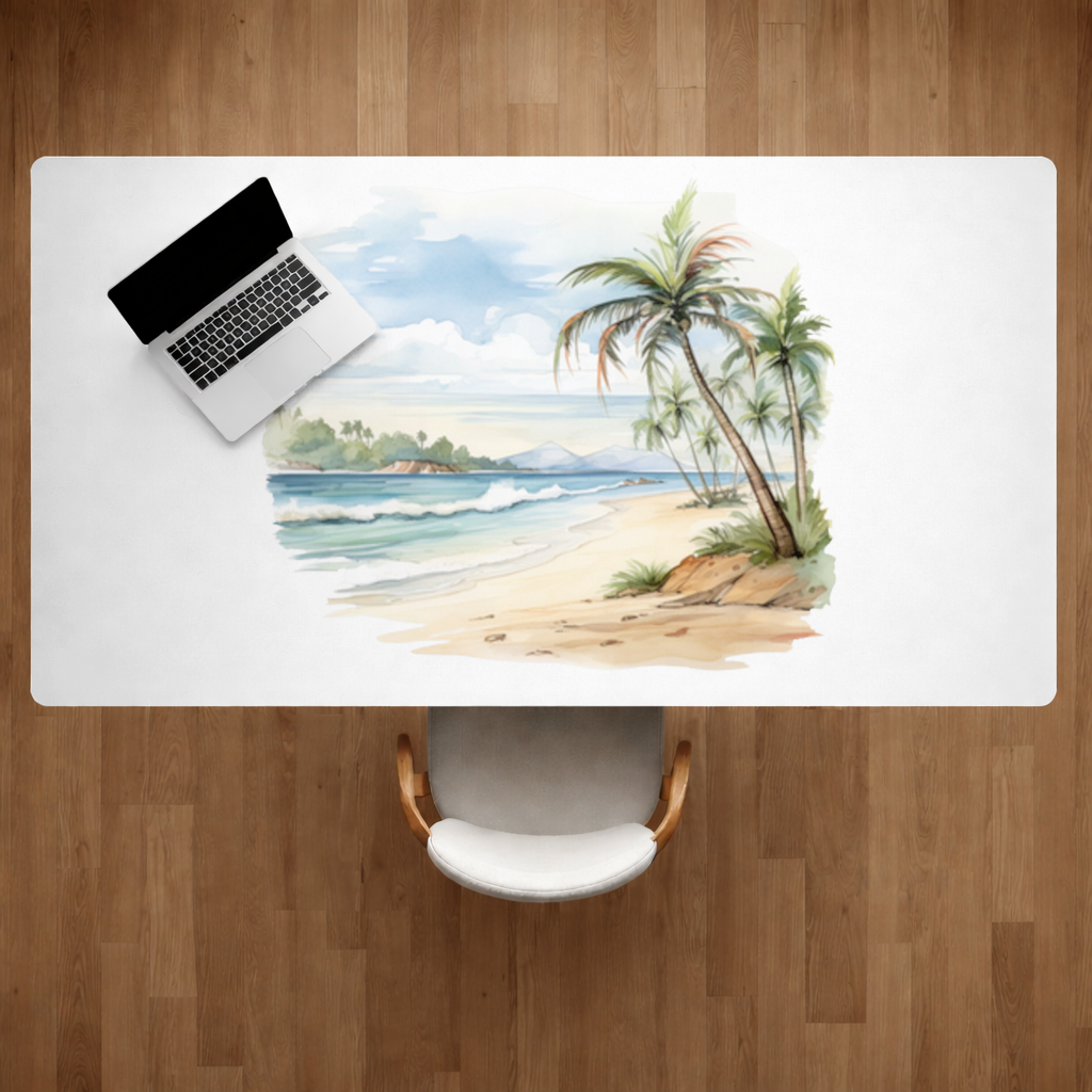 Tropical Palm Tree Beach Desk Pad