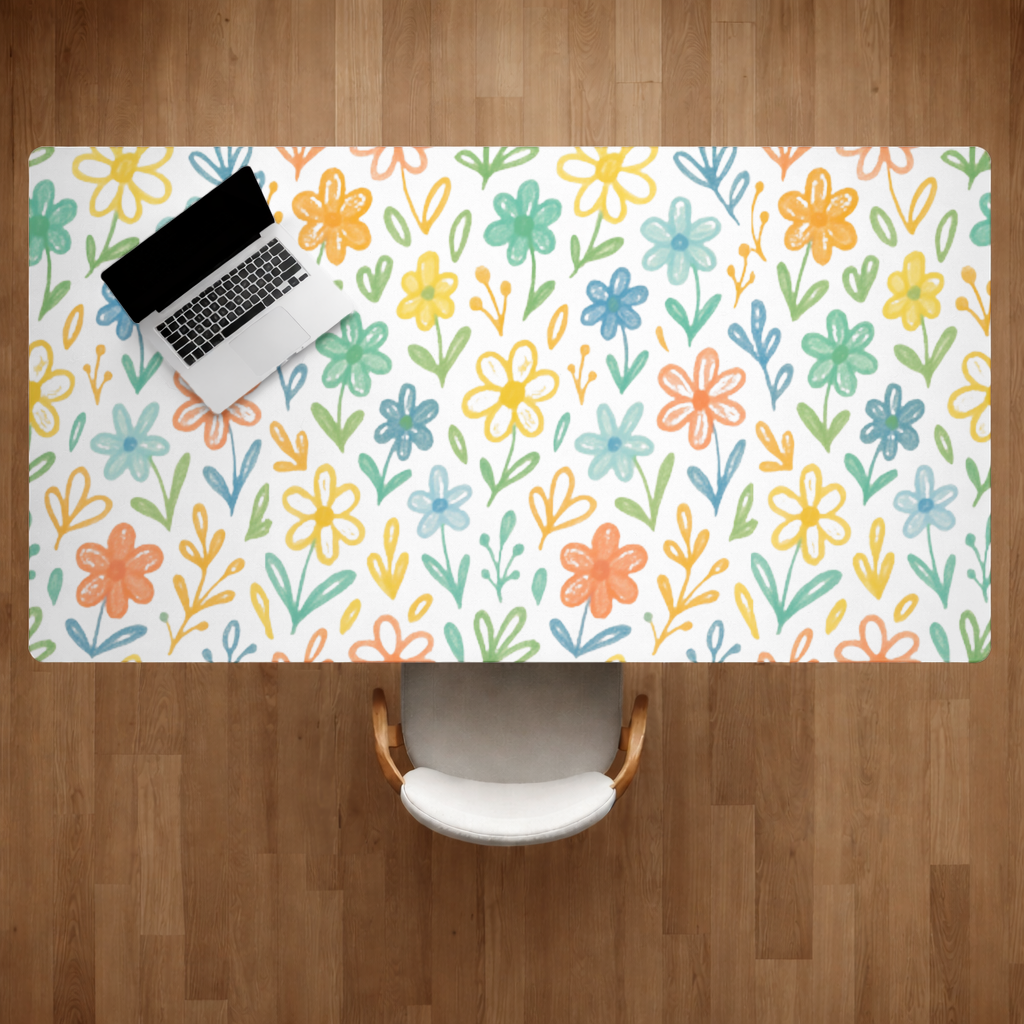 Colorful Boho Wildflowers Desk Pad