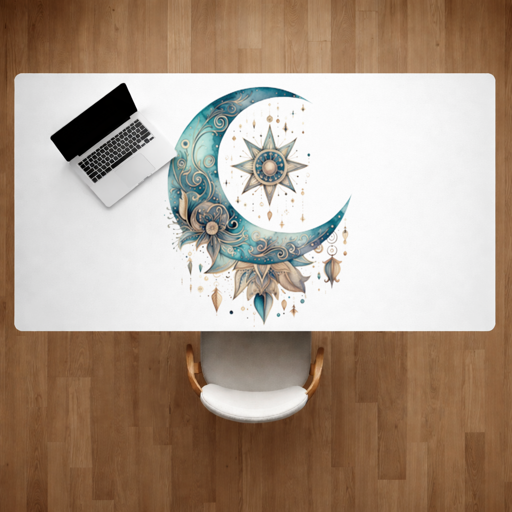 Boho Celestial Sun and Moon Desk Pad