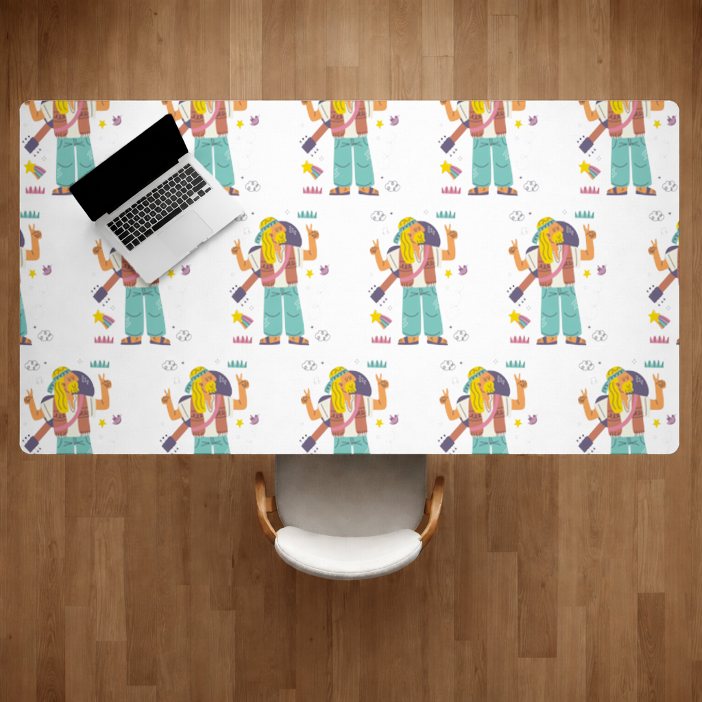 Retro Hippie Character Desk Pad