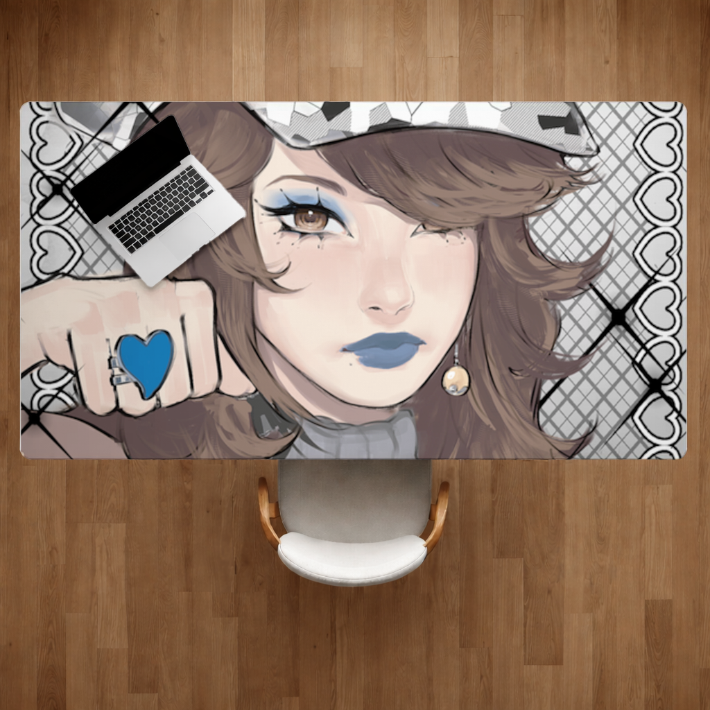 blue heart Desk Pad