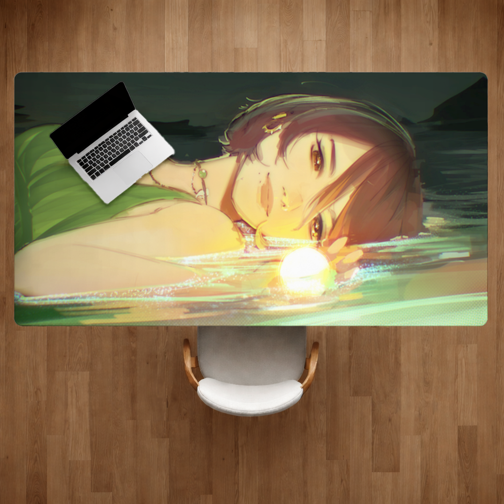 Sunset Glow Anime Girl Illustration Desk Pad