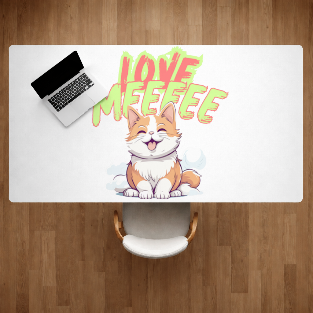 Cute Orange Cat Love Me Desk Pad