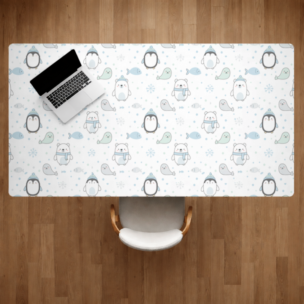 Cute Arctic Animals Winter Pattern Desk Pad