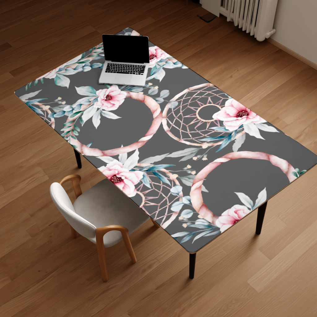 Boho Floral Dreamcatcher Pattern Desk Pad