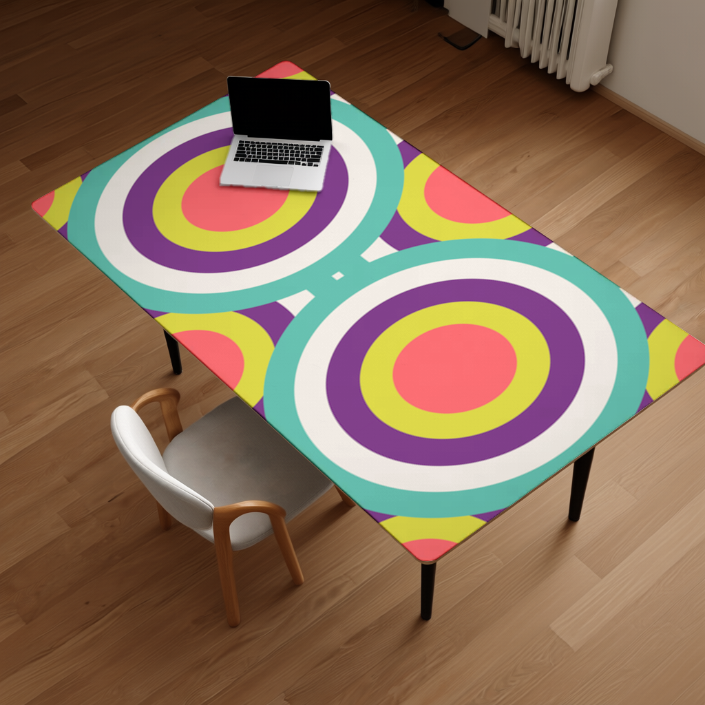 Colorful Geometric Circle Pattern Desk Pad