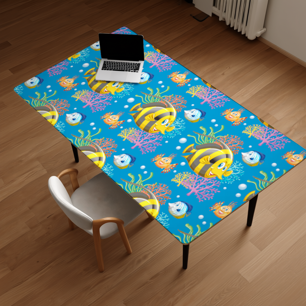 Colorful Tropical Fish and Coral Reef Pattern Desk Pad