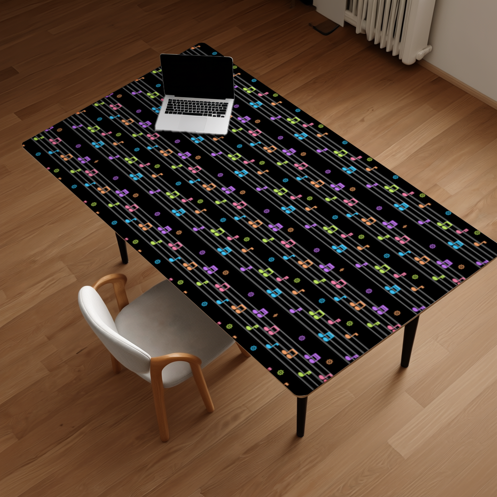 Vibrant Neon Music Notes and Rhythm Seamless Pattern Desk Pad
